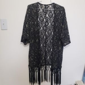 Sheer lace kimono wrap